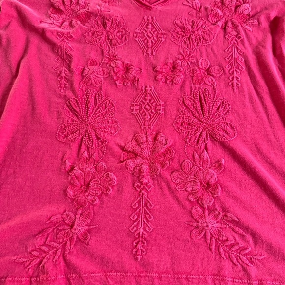 Karyn Seo Marya Geometric Floral Embroidered V-Neck Short Sleeve Top large - Picture 3 of 8